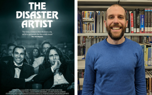 The Disaster Artist movie poster and staff member picture. 