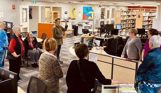 CORAH members meeting at Strait Area Campus Library.